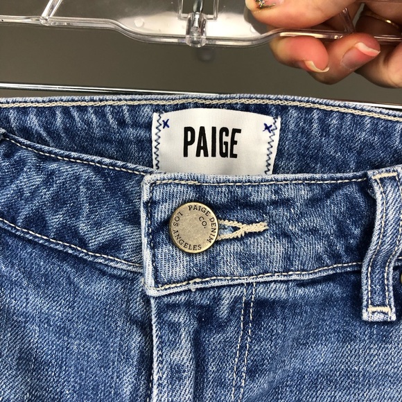 PAIGE Jimmy Jimmy Short Medium Wash Denim Cuffed Shorts Size 27 - Picture 5 of 8